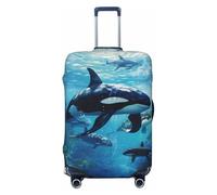 Unkhtt Killer Whales Swim Along - Funda elástica para maleta, protector de equipaje para maletas rígidas y blandas, Black, S, Equipaje de mano