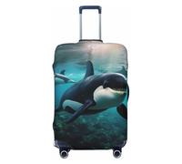 Unkhtt Killer Whales Swim Along - Funda elástica para maleta, protector de equipaje para maletas rígidas y blandas, Black, S, Equipaje de mano