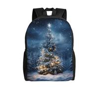 Unkhtt Mochila unisex de gran capacidad con estampado de árbol de Navidad y nieve para el trabajo, viajes, camping, aventuras al aire libre