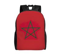 Unkhtt Mochila unisex de gran capacidad con estampado de bandera de Marruecos para el trabajo, viajes, camping, aventuras al aire libre