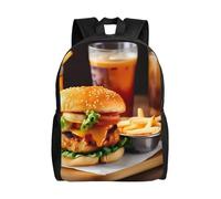 Unkhtt Mochila unisex de gran capacidad con estampado de hamburguesas y patas de pollo para el trabajo, viajes, camping, aventuras al aire libre