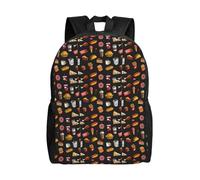 Unkhtt Mochila unisex de gran capacidad con estampado de hamburguesas y patas de pollo para el trabajo, viajes, camping, aventuras al aire libre