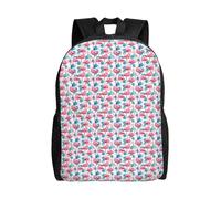 Unkhtt Mochila unisex de gran capacidad con estampado de hojas de plantas verdes y flamencos, para el trabajo, viajes, camping, aventuras al aire libre