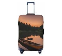 Unkhtt Moonlit Canoe Allagash River Print - Funda elástica para maletas rígidas y blandas, Black, L, Equipaje de mano