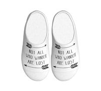 Unkhtt Not All Who Wander Are Lost - Pantuflas para adultos, de franela suave antibolitas, suela antideslizante, para viajes en casa