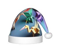 Unkhtt Origami Multicolor Papercraft Cranes Print Kids Christmas Hat Winter Christmas Party Headwear Xmas Year Holiday Celebrations