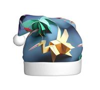 Unkhtt Origami Multicolor Papercraft Grullas Imprimir Sombrero de Papá Noel Adulto para Vacaciones Año Nuevo, Celebraciones de Navidad Disfraz Fiesta Accesorio