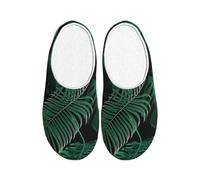 Unkhtt Pantuflas de franela para adultos, con estampado de hojas de plátano, suaves, antibolitas, suela antideslizante, para casa, viajes en casa