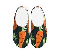 Unkhtt Pantuflas de franela para adultos con estampado de zanahoria feliz, sin costuras, suela antideslizante para interiores, hogar, viajes