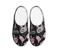 Unkhtt Pantuflas de Halloween con estampado de gato y calabaza para adultos, de franela suave, antibolitas, suela antideslizante, para casa, viajes