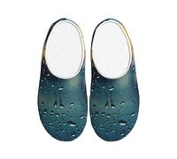 Unkhtt Pantuflas para adultos con estampado de gotas de lluvia en vidrio, de franela suave, antibolitas, suela antideslizante, para casa, viajes