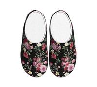 Unkhtt Pantuflas para adultos con estampado de hojas de cártamo de franela suave antibolitas, suela antideslizante para casa, viajes en casa