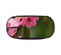 Unkhtt Pink Cherry Blossoms - Estuche para lápices de gran capacidad, con doble cremallera, para estudiantes, artículos de papelería escolar, almacenamiento de maquillaje, Black, Talla única