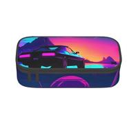 Unkhtt Retrowave - Estuche para lápices con impresión de imágenes para estudiantes, 8.3 x 2 x 3.7 pulgadas, estuche para lápices, escuela, oficina, viaje, Black, Talla única