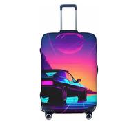 Unkhtt Retrowave - Funda elástica para maleta, con impresión de imágenes, para maletas rígidas y blandas, Black, S, Equipaje de mano