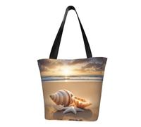 Unkhtt Seashell Landscape On The Beach - Bolsa de hombro multiescena con estampado de conchas, versátil para senderismo, compras, vacaciones