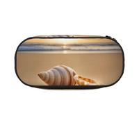 Unkhtt Seashell Landscape On The Beach Print - Estuche para lápices de gran capacidad para estudiantes, doble cremallera, escuela, papelería, almacenamiento de maquillaje, Black, Talla única