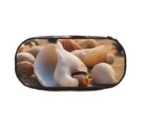 Unkhtt Seashell Landscape On The Beach Print - Estuche para lápices de gran capacidad para estudiantes, doble cremallera, escuela, papelería, almacenamiento de maquillaje, Black, Talla única