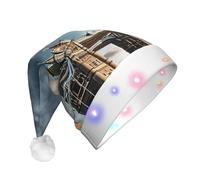Unkhtt Sombrero de Navidad con diseño histórico de Puente de la Torre Vieja de Londres para hombres y mujeres, accesorio de fiesta festiva de Navidad para Año Nuevo y Navidad
