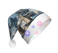 Unkhtt Sombrero de Navidad con diseño histórico de Puente de la Torre Vieja de Londres para hombres y mujeres, accesorio de fiesta festiva de Navidad para Año Nuevo y Navidad