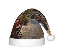 Unkhtt Sombrero de Navidad italiano con estampado de calle vieja para niños, invierno, fiesta de Navidad, Año Nuevo, celebraciones de vacaciones