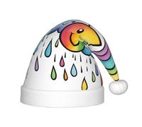 Unkhtt Sombrero de Navidad para niños, diseño de gotas de lluvia, diseño de nubes de arco iris, para invierno, fiesta de Navidad, Año Nuevo, celebraciones de vacaciones
