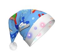 Unkhtt Sombrero de Navidad unisex con estampado creativo de elementos de hockey, accesorio de decoración de fiesta para Año Nuevo, gorro de Navidad