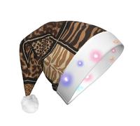 Unkhtt Sombrero de Navidad unisex con estampado de zoológico salvaje, accesorio de decoración de fiesta para Año Nuevo, gorro de Navidad