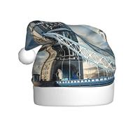 Unkhtt Sombrero de Papá Noel para adultos con estampado histórico de la torre vieja del puente de Londres para vacaciones, Año Nuevo, celebraciones, disfraz de Navidad, accesorio de fiesta