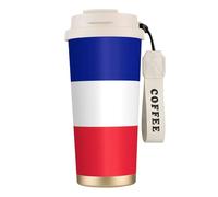 Unkhtt Taza de café de acero inoxidable con estampado de bandera de Francia, contenedor para oficina, escuela, camping al aire libre