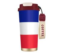 Unkhtt Taza de café de acero inoxidable con estampado de bandera de Francia, contenedor para oficina, escuela, camping al aire libre