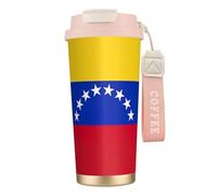 Unkhtt Taza de café de acero inoxidable con estampado de bandera de Venezuela para oficina, escuela, campamento al aire libre