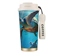 Unkhtt Taza de café de acero inoxidable con estampado de tortugas marinas para oficina, escuela, campamento al aire libre