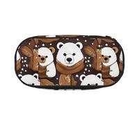 Unkhtt White Bear Brown Bear Print - Estuche para lápices de gran capacidad para estudiantes, doble cremallera, escuela, papelería, almacenamiento de maquillaje, Black, Talla única, Organizador de