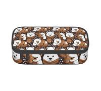 Unkhtt White Bear - Estuche para lápices con estampado de oso marrón para estudiantes, 8.3 x 2 x 3.7 pulgadas, estuche para lápices, escuela, oficina, viaje, Black, Talla única