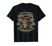 Unleash The Beast Motocicleta Cráneo y Pistón Crossbones Camiseta