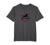 Unleashed & Loving It: juguetón Amante de los Perros Camiseta, Hombre Tallas Grandes, Jaspeado Oscuro, 6X Alto