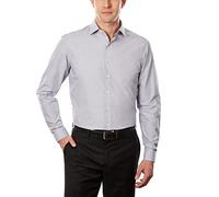 UNLISTED Kenneth Cole - Camisa de Vestir para Hombre, Corte Ajustado, a Cuadros y Rayas (Estampada), Gasolina., 38 cm- 39 cm Hals 86 cm- 89 cm Ärmel