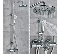 UNLOU Juego de Mezclador termostático de Ducha de Lluvia para baño, Grifo Giratorio de Ducha de baño, Ducha de Agua fría y Caliente cromada montada en la Pared, Estilo C