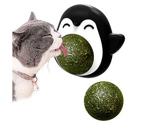 Unnderwiss Bola Catnip Juguetes para Gatos Pelota interactiva para Gato Una Bola de Hierba gatera Que Gira 360º con Tapa de Almacenamiento y 1 Bola de Hierba gatera reemplazable para Gatos