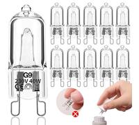 Unnderwiss Bombilla G9 10pcs 40W 230V 2900K 480LM Regulable Blanco Cálido bombilla halogena G9 Bombilla de Cápsula G9 para Bombilla de Horno, Luz de Techo,Luz de Pared, Iluminación de Armario y más。
