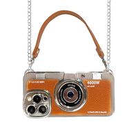 UnnFiko Handyhüllen iPhone 17 Pro MAX, Emily-in-Paris 3D Vintage Kamera lustige kreative hülle mit Abnehmbarer Kette,Schutzhülle Zum Umhängen,Orange