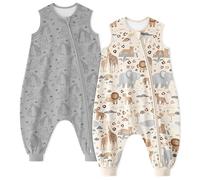 Unnivoll Saco de dormir para bebé con pies, 1,0 TOG valor 1,0 para verano, juego de 2 sacos de dormir de algodón con piernas, suave saco de dormir para bebé, 80 cm, para niños y niñas, albaricoque y