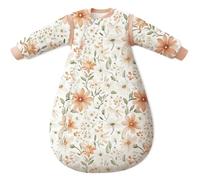 Unnivoll Saco de dormir para bebé de invierno 3,5 Tog 12-18 meses de algodón para recién nacidos con mangas desmontables, cálido y suave, 84 cm Flores Naranjo