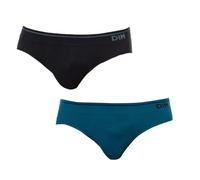 Unno Dim Basic Algodón sin Costuras Slip Pack x2 Dim Basic, Color Negro (Vert Pin/Noir), Medium (Tamaño del Fabricante:6) 2 para Hombre