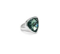 UNO de 50, Anillo con Cristal de Color Verde, Forma Triangular de Tamaño Grande, Talla 12, Bañado en Plata de Ley, Joya Artesanal, Hecho en España