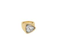 Uno de 50 | Anillo con Cristal Multicolor | Forma Triangular | Talla 12 | Bañado en Oro de 18k | Joya Artesanal | Hecho en España