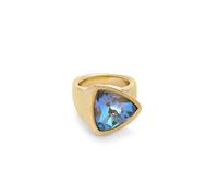 Uno de 50 | Anillo con Cristal Multicolor | Forma Triangular | Talla 15 | Bañado en Oro de 18k | Joya Artesanal | Hecho en España
