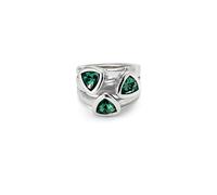 UNO de 50 | Anillo con Tres Cristales de Color Verde | Forma Triangular | Talla 12 | Bañado en Plata de Ley | Joya Artesanal | Hecho en España