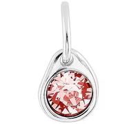 UNO de 50, Charm de Aleación de Metales, Baño de Plata de Ley, Cristal Rosa Facetado, Diseño Creativo, Joyería Artesanal